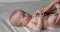 Pediatrician hold stethoscope check heartbeat rate of little baby kid