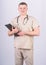 Pediatrician intern. Medical tool. man in medical uniform. Treatment prescription. confident doctor with stethoscope
