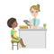 Pediatrician Measuring Temperature Of Little Boy, Part Of Kids Taking Health Exam Series Of Illustrations