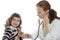 Pediatrician woman doctor stethoscope girl