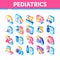 Pediatrics Medical Isometric Icons Set Vector