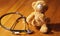 Pediatrics: stethoscope and toy bear