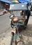 Pedicabs are still being used to transport basic necessities at Jalan Nusantara Market, Depok City in September 2022
