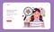 Pediculosis web banner or landing page. Child with parasites, lice invasion.