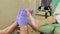 Pedicure Foot Care Applying Emollient Foam. Foot massage at Spa