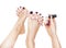 Pedicure process - purple manicure and pedicure