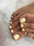 pedicure of yellow color with a fashionable design