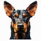 Pedigree High-contrast Doberman: Cubist Portraiture In Dynamic Colors