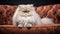 A pedigreed purebred Persian cat at an exhibition of purebred cats. Cat show. Animal exhibition. Competition for the