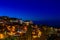 Pedoulas cypriot village streets and houses, night panorama, Troodos, Nicosia District, Cyprus