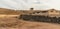 PEDRA DE LUME, CABO VERDE - DECEMBER 01, 2017: old cargo cable way construction and facility at salt mine crater Salinas de Pedra