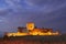 Pedraza castle illuminated at night, province of Segovia