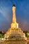 Pedro IV Obelisk at night in Rossio Square, Lisbon