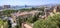 Pedro Luis Alonso gardens, the Town Hall building and tha Alcazaba in Malaga, Spain.