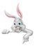 Peeking Easter Bunny Rabbit Pointing Cartoon Sign