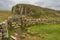 Peel Crags above Once Brewed on Hadrian`s Wall Walk