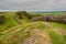 Peel Crags above Once Brewed on Hadrian`s Wall Walk