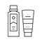 peel and face scrub gel container and peeling soap bottle line icon vector illustration