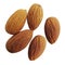 Peeled almonds closeup
