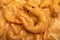 Peeled and boiled shrimp in a spicy sauce. Close-up, selective focus