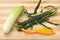 Peeled cucumber with shelled peel