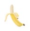 Peeled delicious ripe banana isolated