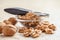 Peeled dried walnut kernels in bowl