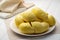 Peeled durian fruit.Thai yellow colour fruit on white plate