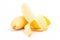 peeled egg banana and ripe Golden bananas on white background healthy Pisang Mas Banana fruit food isolated