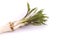Peeled fresh horseradish root on a white background, Easter basket item