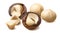 Peeled macadamia nuts isolated on white background