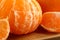 Peeled mandarin, ripe, juicy, macro. Citrus rich in vitamin C.