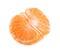 Peeled tangerine or mandarin fruit half isolated on white backgr