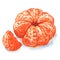 Peeled tangerine or mandarin fruit isolated