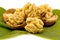 Peeled walnuts close-up. Isolate the core of leaves and shells o