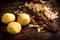 Peeling potatoes. Peel raw potatoes and potatoes on an old wooden Board and knife.