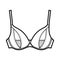 Peephole Bra lingerie technical fashion illustration with adjustable shoulder straps, Underwire, hook-and-eye closure