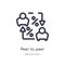 peer to peer outline icon. isolated line vector illustration from blockchain collection. editable thin stroke peer to icon on