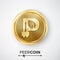 Peercoin Gold Coin Vector. Realistic Crypto Currency Money And Finance Sign Illustration. Peercoin Digital Currency