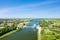 The Pegasus Bridge over the Orne canal in Europe, France, Normandy, towards Caen, Ranville, in summer, on a sunny day