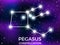 Pegasus constellation. Starry night sky. Cluster of stars and galaxies. Deep space. Vector