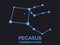 Pegasus constellation. Stars in the night sky. Cluster of stars and galaxies. Constellation of blue on a black background. Vector