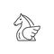 pegasus, horse illustration line icon on white background