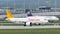 Pegasus and Lufthansa jets doing taxi in Munich Airport, MUC