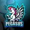 Pegasus mascot esport logo design