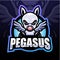 Pegasus mascot esport logo design