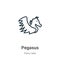 Pegasus outline vector icon. Thin line black pegasus icon, flat vector simple element illustration from editable fairy tale