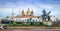 Pegasus Statues, San Pedro Claver church Domes and Ship - Cartagena de Indias, Colombia