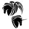 Pegasus winged horse and mythical unicorn head black and white vector design