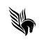 Pegasus winged horse profile head black and white vector outline